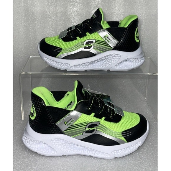 S Sport By Skechers Myles Sneakers Light Up Stretch Laces Strap Boys Size 8 NEW - Picture 1 of 16
